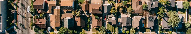 suburb drone shot